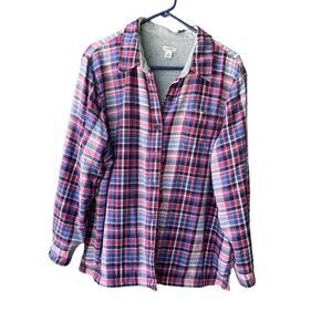 L.L.Bean size XLP shacket, jacket fleece lined button front plaid.